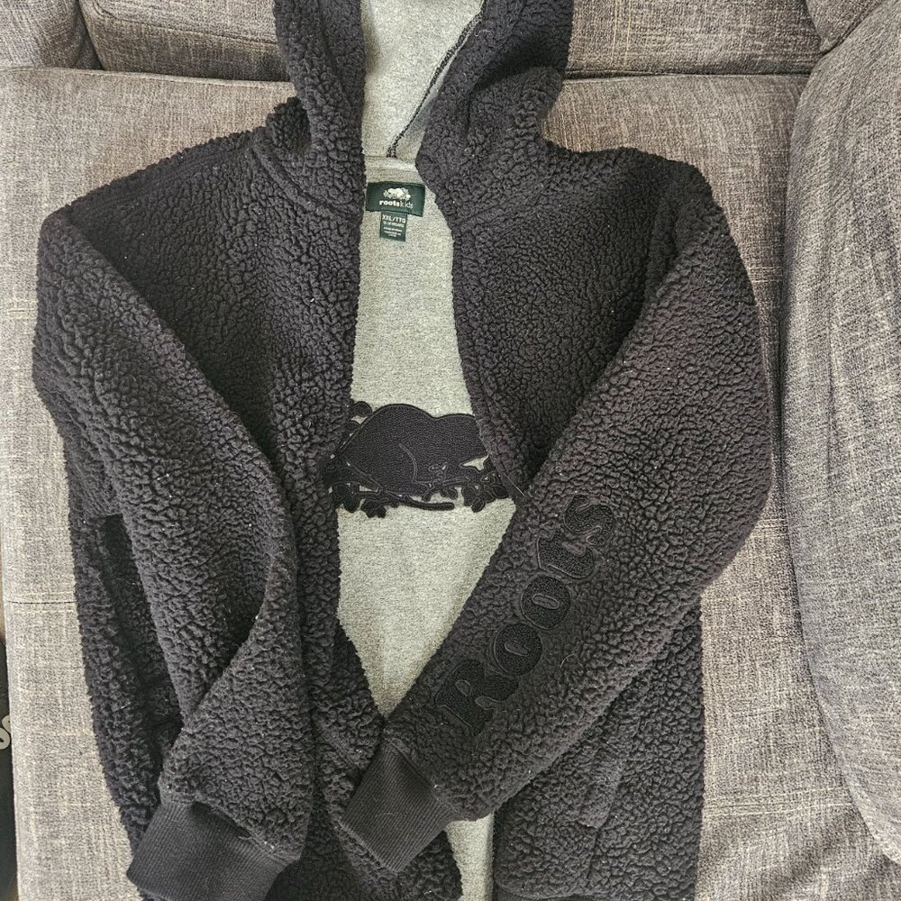 Youth Roots Black Sherpa Zip Up Hoodie - Picture 2 of 3